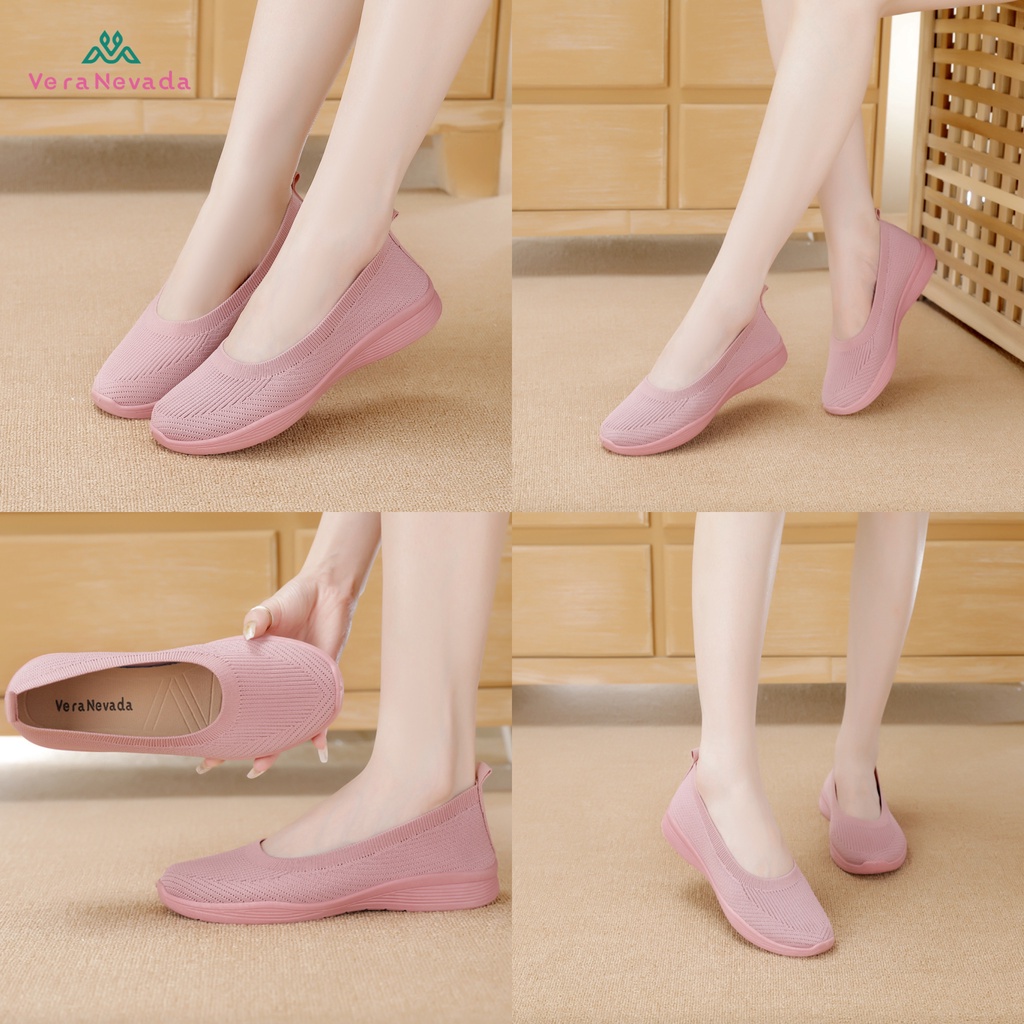 Vera Nevada Sepatu FlyKnit Flat Slip On Wanita Shoes A02-1