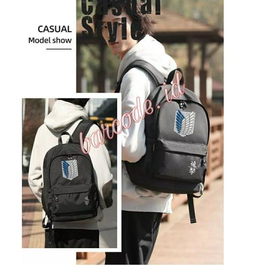 Murah Pilihan Tas Sekolah Ransel Pria Backpack Fashion Cowok Cewek SMP SMA SD SMU Murah Peonia Kent Distro Murmer Anime AOT Denim Attack on titan