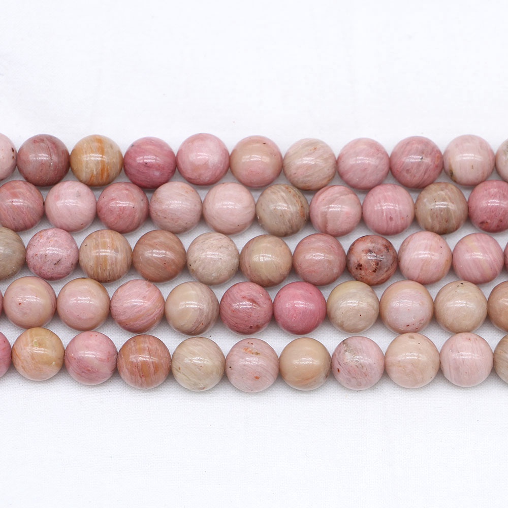 1strand/lot 4/6/8/10/12mm Manik-manik rhodochrosite alami bulat manik-manik spacer longgar untuk gelang DIY