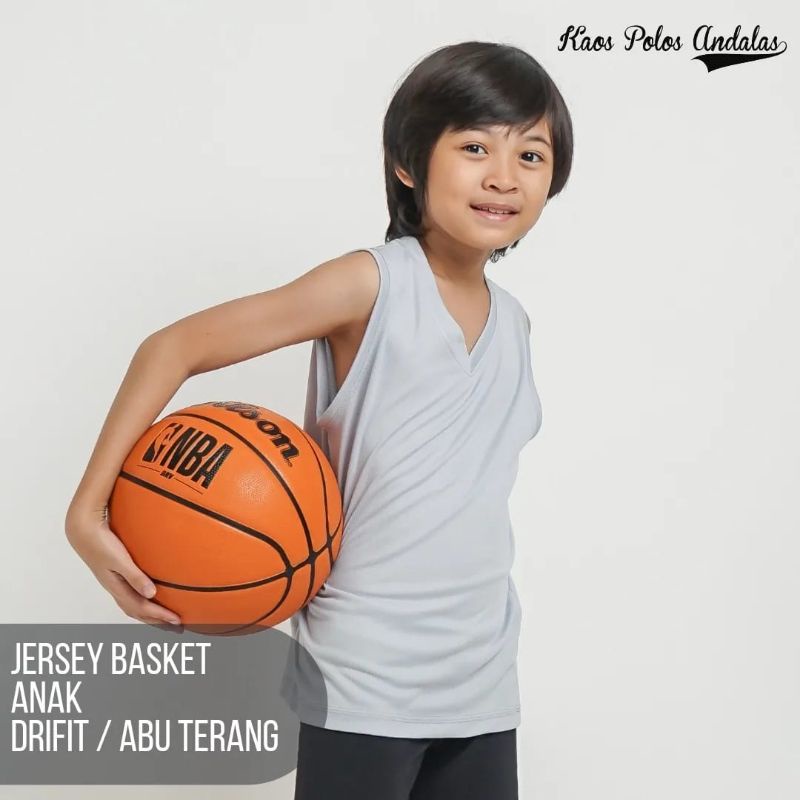 Jersey Basket Anak Polos Bahan Drifit Baju Olahraga Anak Tanpa Lengan