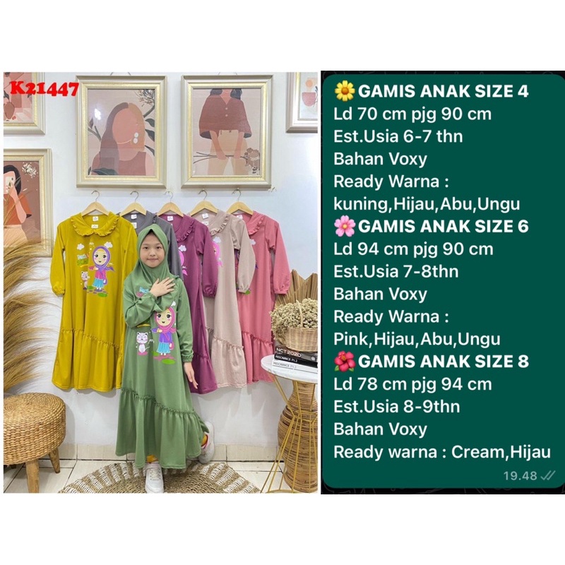 gamis anak + Hijab Usia 6-13 tahun