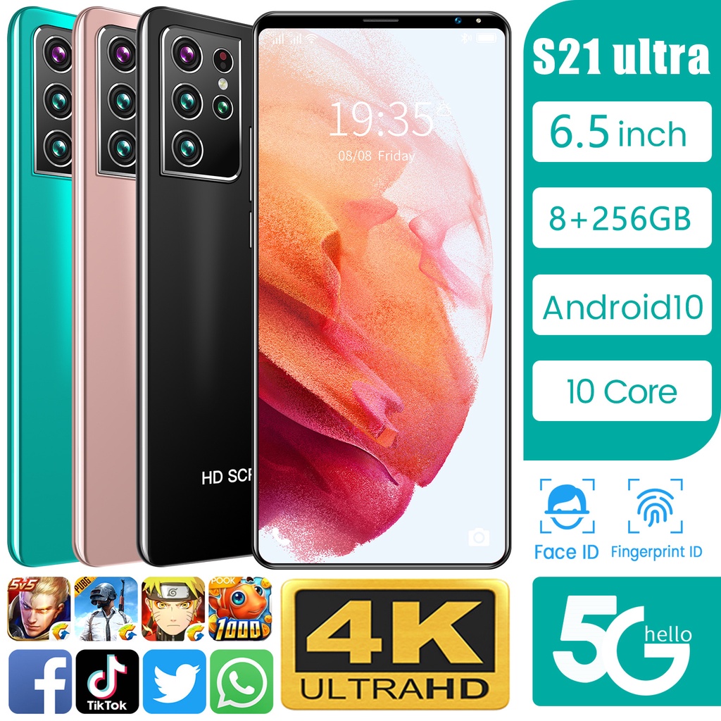 2022  Merek Baru Asli  Galaxy S21 Ultra Cellphone Sale Original Big Sale  6.5inch Full Screen RAM 8GB+256GB Mobile Phones Android Cell Phone On Sale 5G Smartphone 5000mAh Battery CP Sale Original Cellphone Sale Unlocked Big Screen Mobile Phone