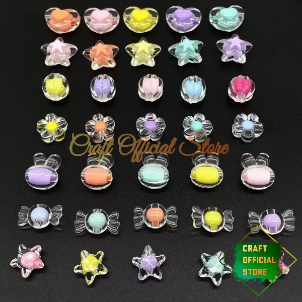Manik Manik Kristal Bulat Mote Bunga Lucu Frosted Ice Manik Akrilik Matte Bahan Kerajinan