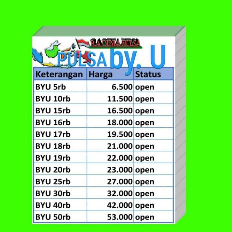 Pulsa Reguler By.U, By U, Byu & HUP Beta Murah