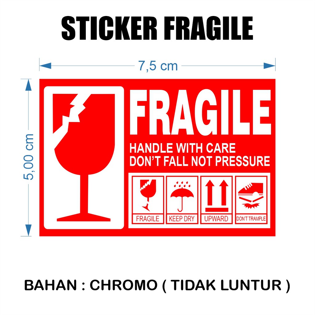 Jual Stiker Fragile Isi Jangan Dibanting Awas Mudah Pecah Sticker Label Anti Air Duofullo