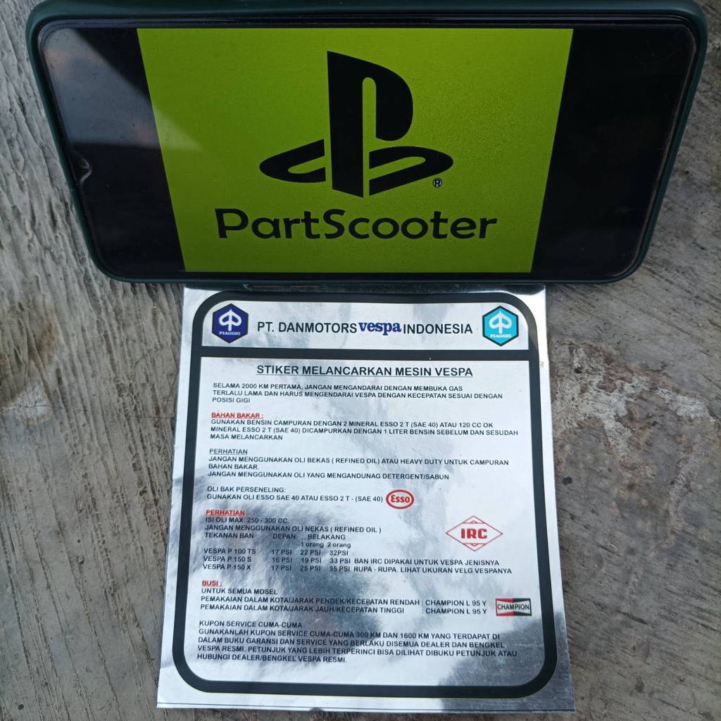 Stiker running in vespa ps px pts100