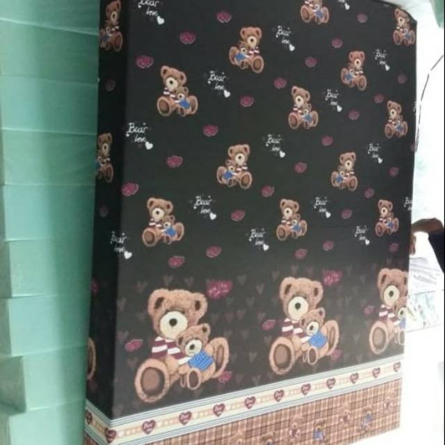 SET Seprei Sarung/Cover Kasur Busa Inoac Resleting L - PANDA - 180x200x20 - Halus Adem