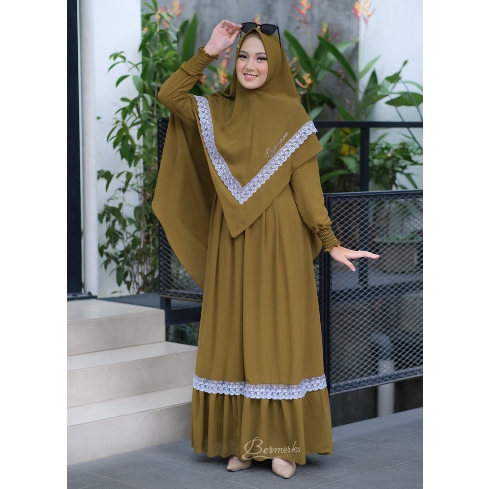 Gamis Bermerks Syar'i Original Renda Putih