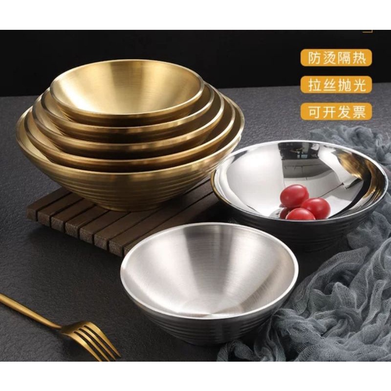NEXXIO Mangkok Korea Gold SUS 304 / Mangkok Ramen Gold Stainless Steel Double Wall Anti Karat / Mangkok Ramen Japan warna Emas / MANGKOK STAINLESS 304 EMAS DOUBLE WALL GOLD RAMEN BOWL.