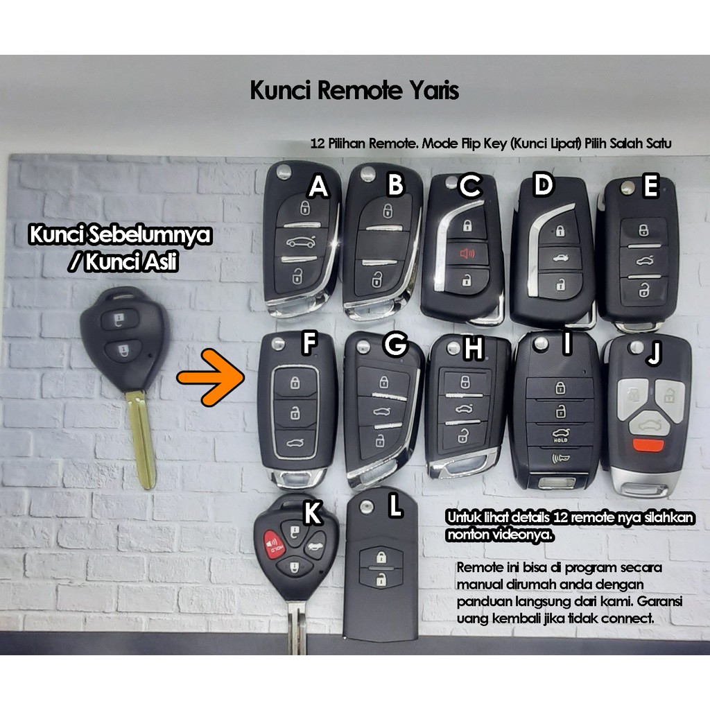 KUNCI REMOTE TOYOTA YARIS BERGARANSI