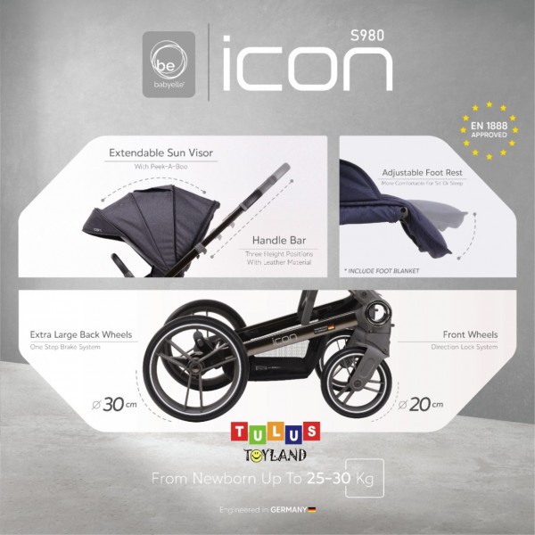 Stroller Babyelle Icon S 980 RS Baby Elle S980 Reversible Pram Kereta Dorong Bayi Hadap Ibu