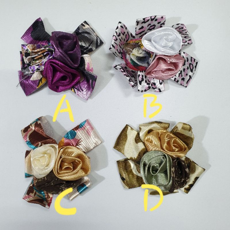 Aplikasi Bunga Pita Motif Mawar Per 1 Pcs