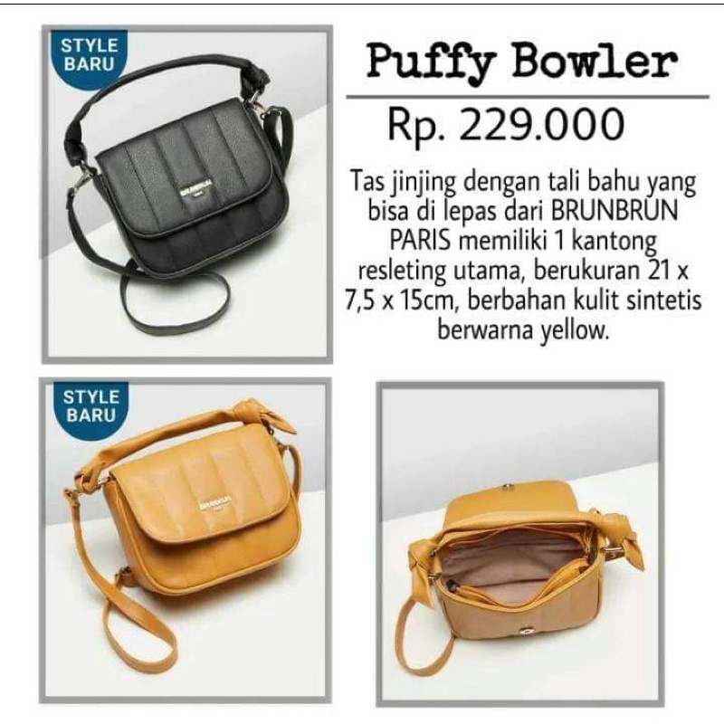 [READY STOK] TAS PUFFY BOWLER BAG BRUNBRUN PARIS