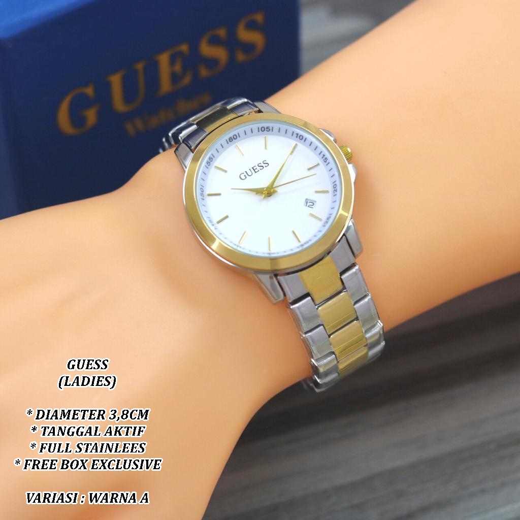 (FREE BOX) JAM TANGAN WANITA FASHION RANTAI BODY BULAT TANGGAL AKTIF