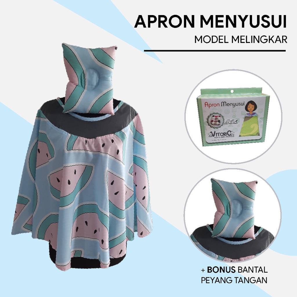 VITORIO apron menyusui melingkar / nursing cover melingkar free bantal lengan