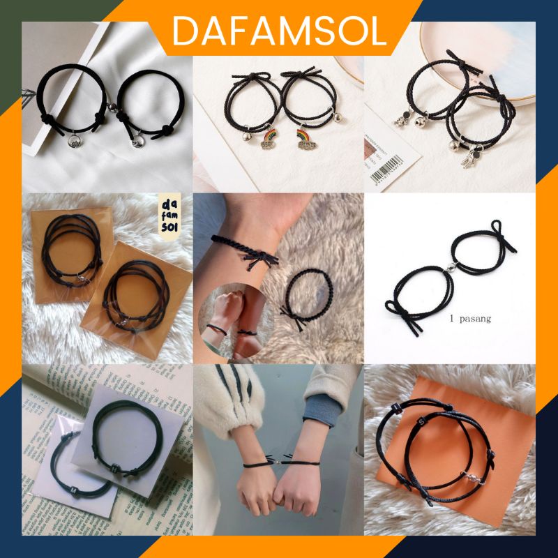 ⏸️ DAFAMSOL ⏸️ GELANG MAGNET COUPLE/GELANG COUPLE HITAM/GELANG INISIAL/COUPLE RAINBOW/COUPLE ASTRONO