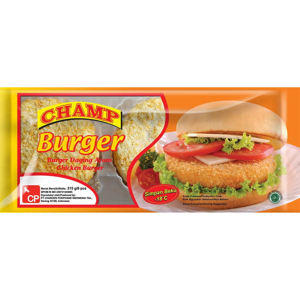 

Champ Burger Daging Ayam isi 6 - Chicken Patty 315gr (KHUSUS GOJEK / GRAB)