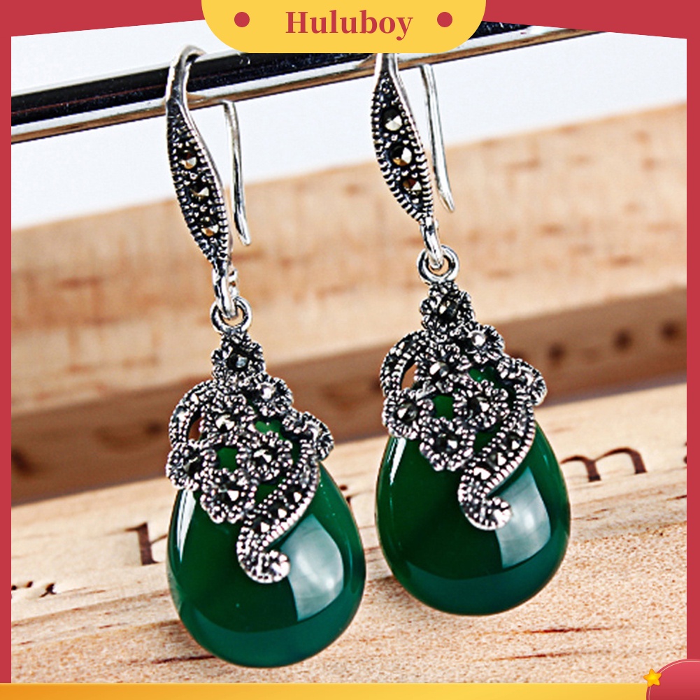 Hu Hu Hu Hu Hu Alat Bantu Pasang Kacamata♡ Anting Kait Gantung Wanita Desain Tetesan Air Hias Ruby Emerald Imitasi Gaya Vintage Untuk Hadiah