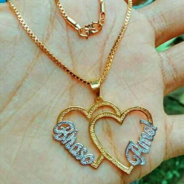 kalung wanita / kalung titanium anti karat / kalung Nama lapis emas Kombinasi Perak / hello Kitty