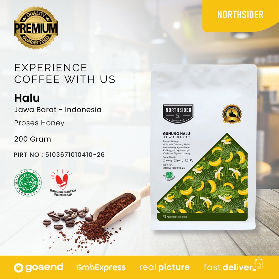 BIJI KOPI ARABIKA GUNUNG HALU HONEY - 200GR NORTHSIDER COFFEE