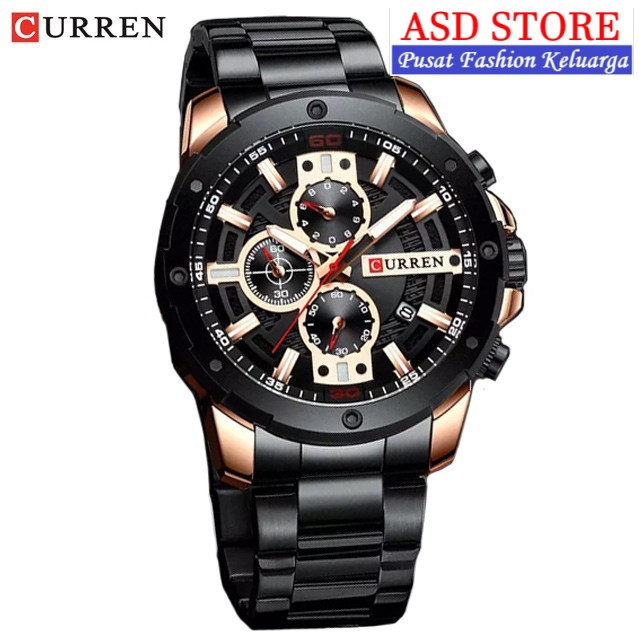 • ASD STORE ™ • CURREN 8336 Jam Tangan Pria Rantai Stainless Chrono Aktif