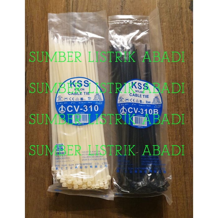 

READY Kabel Ties KSS CV 310 isi 100pcs (hitam/ putih) - Putih DISKON
