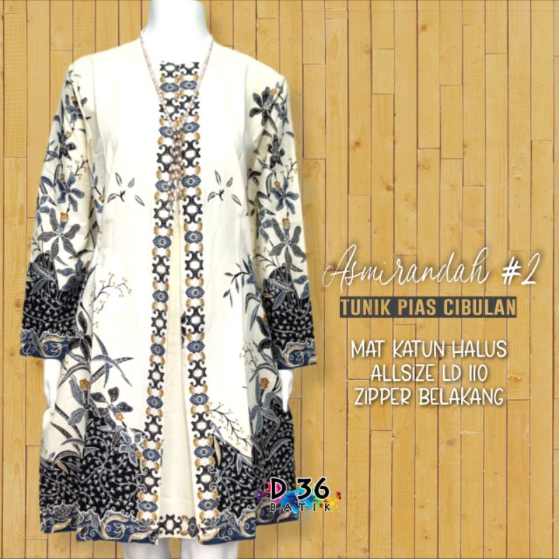 Tunik Batik Katun Asmiranda #2 Pias Cibulan Putih Kerja Kuliah Kasual Hang Out Mall Kekinian Cantik 