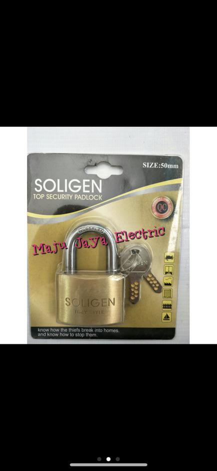 Gembok Pagar / Rumah Leher Pendek Soligen Kuningan Asli 50 Mm 50mm