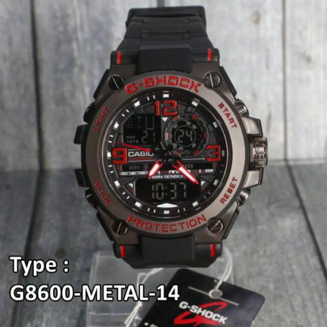 FREE BOX &amp; BATERAI JAM TANGAN PRIA GSHOCK GST-8600 CASIO G SHOCK GST8600 METAL RUBBER ANTI AIR