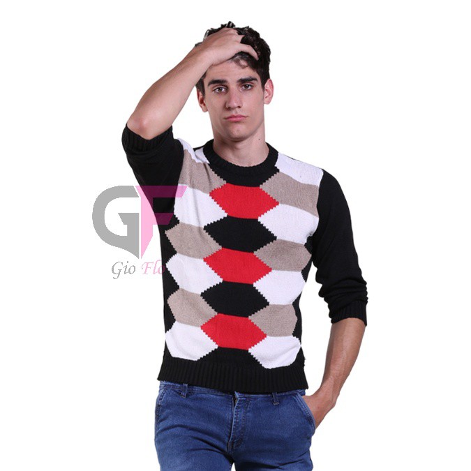 GIOFLO Sweater Cardigan Kombinasi Warna Hitam / SWE 891