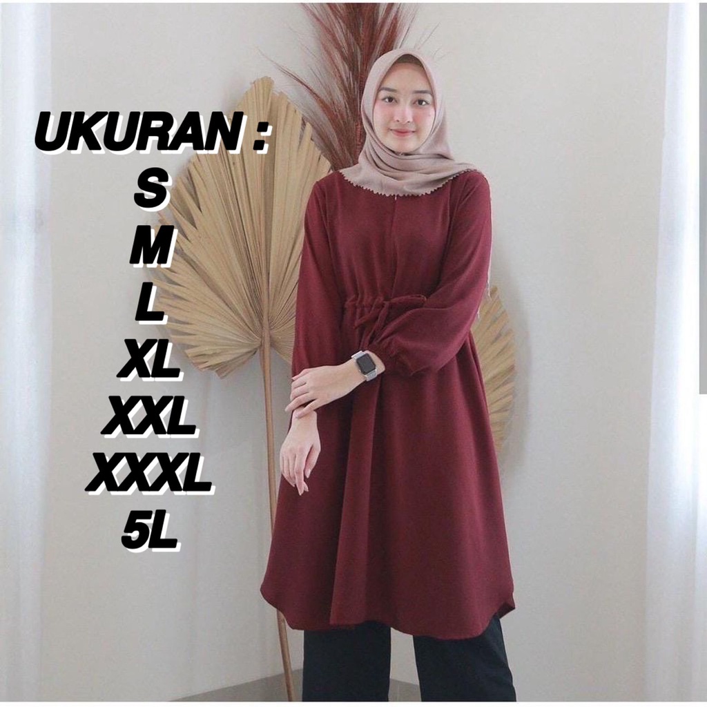 OLIF Tunik Polos Oversize Jumbo Ld 120 130 140 S M L XL XXL 3XL 5L Baju Atasan Tunik Wanita Remaja Murah