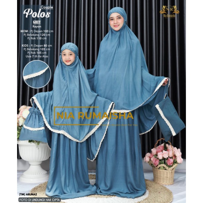 Mukena Polos Couple by Nia Rumaisha Bahan Rayon | Mukena Renda Ibu Anak