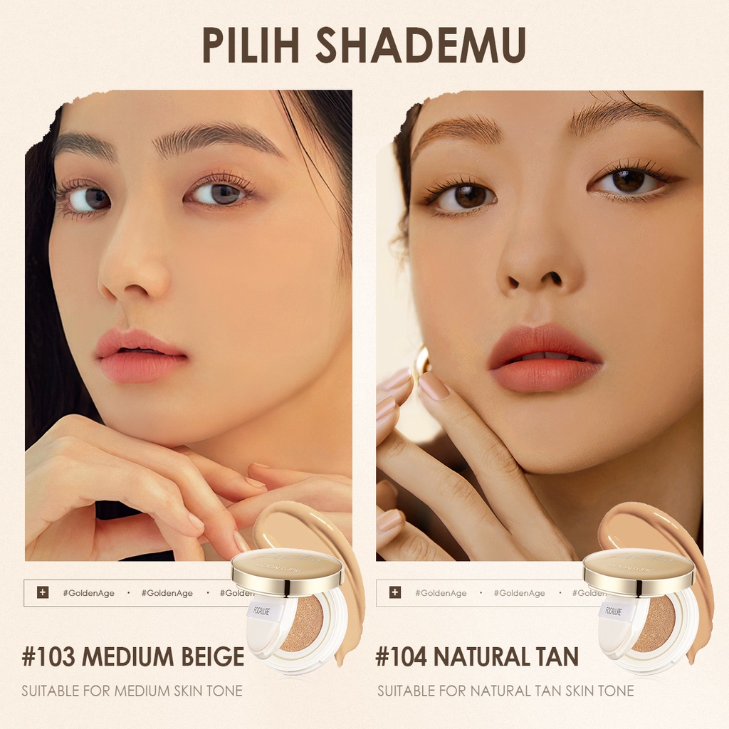 FOCALLURE #GoldenAge BB Cushion Full Coverage Poreless Foundation Waterproof Face Makeup