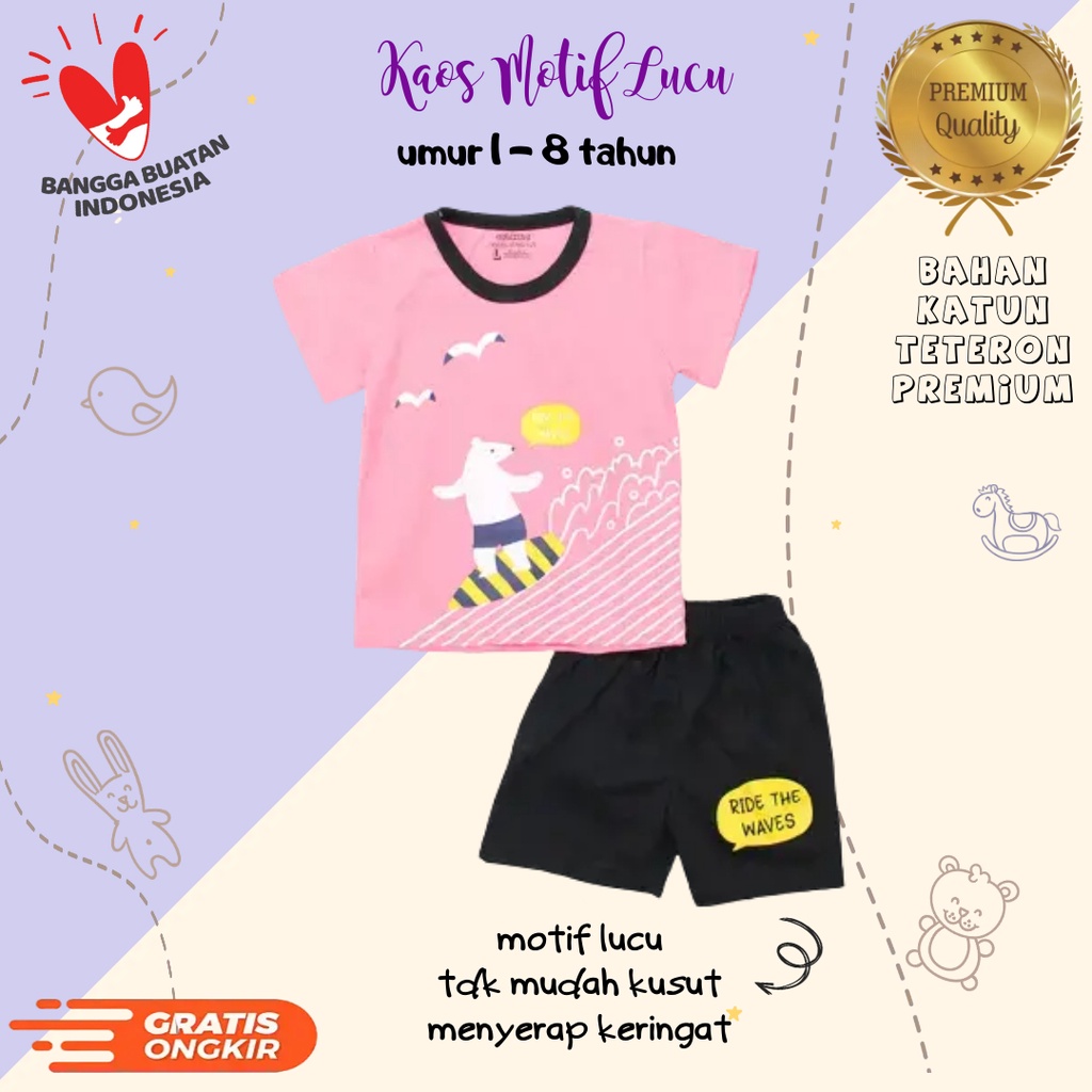 Setelan Baju Kaos Anak Lengan Pendek Celana Pendek Setelan Anak Kecil Perempuan Laki Laki T-shirt Ka