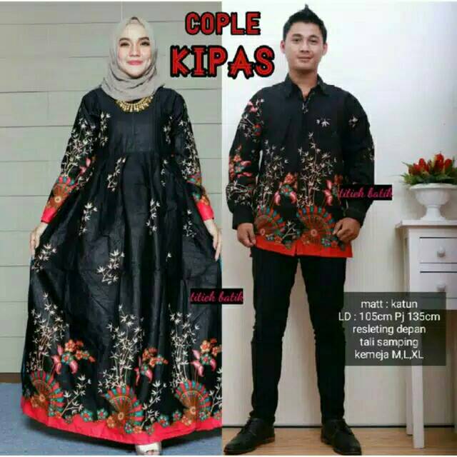 Gamis batik couple suami istri Kipas Couple
