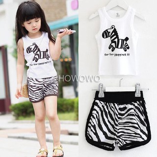 Setelan Kaos T shirt Lengan Pendek  celana  Motif Zebra 