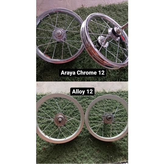 Wheelset Araya Sepeda Anak Ukuran 12 Sepasang Depan Belakang velg/rims alloy dan besi