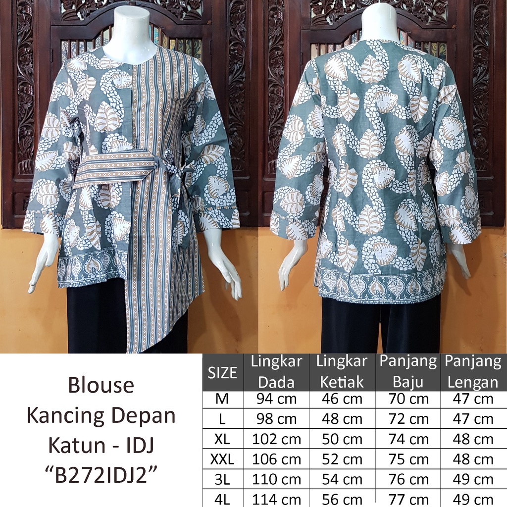NEW Blus Lengan Panjang Kancing Depan Blouse ENAMOSA Atasan Kemeja Batik Wanita Motif Pekalongan -272-8