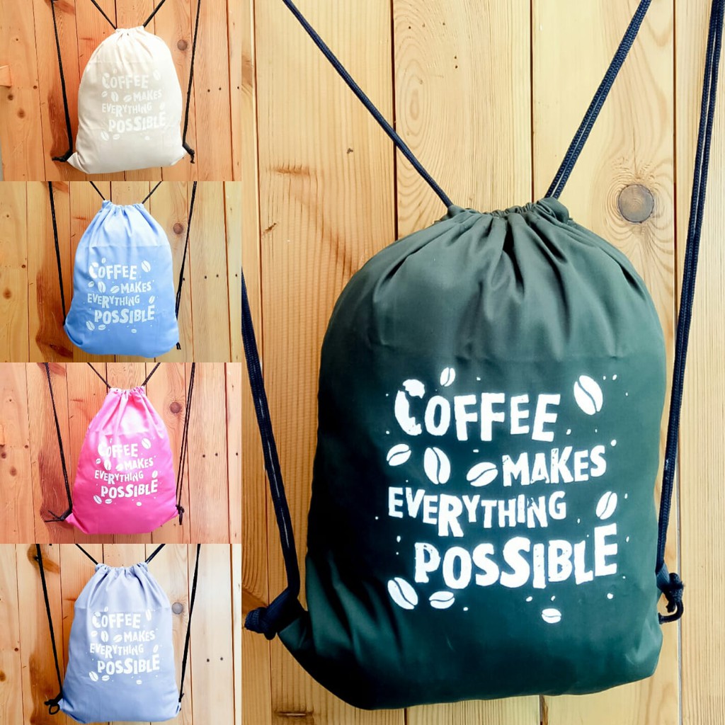 STRINGBAG TAS RANSEL SERUT SABLON COFFEE MAKES |bahan drill halus premium