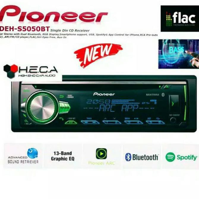 Pioneer DEH S5050BT Blotooth Single Din Tape Mobil Audio