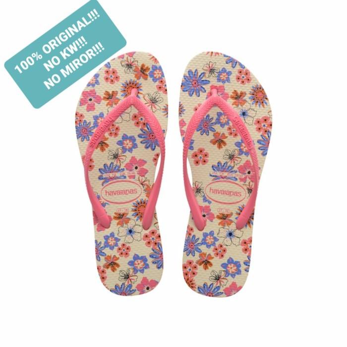 HAVAIANAS, SLIM ROMANCE 6509, BEIGE. WANITA, 1000% ORIGINAL, NO KW