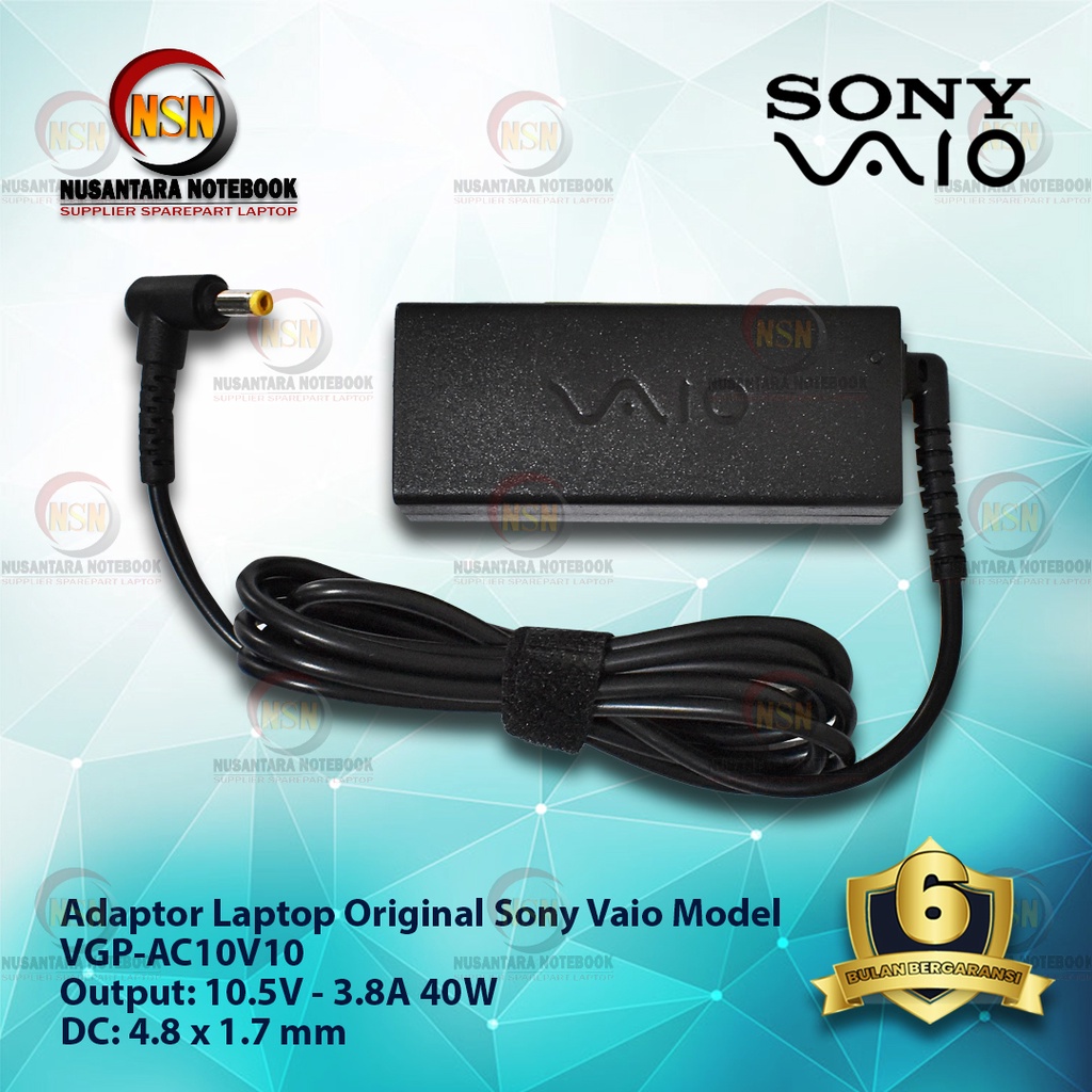 Adaptor Charger Original Laptop Sony Vaio 10.5V - 3.8A DC 4.8x1.7 mm