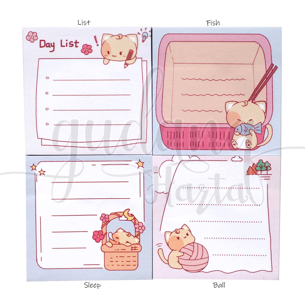 Sticky Notes List Cat Notes Kucing Imut Memo DIY Scarpbook GH 301398