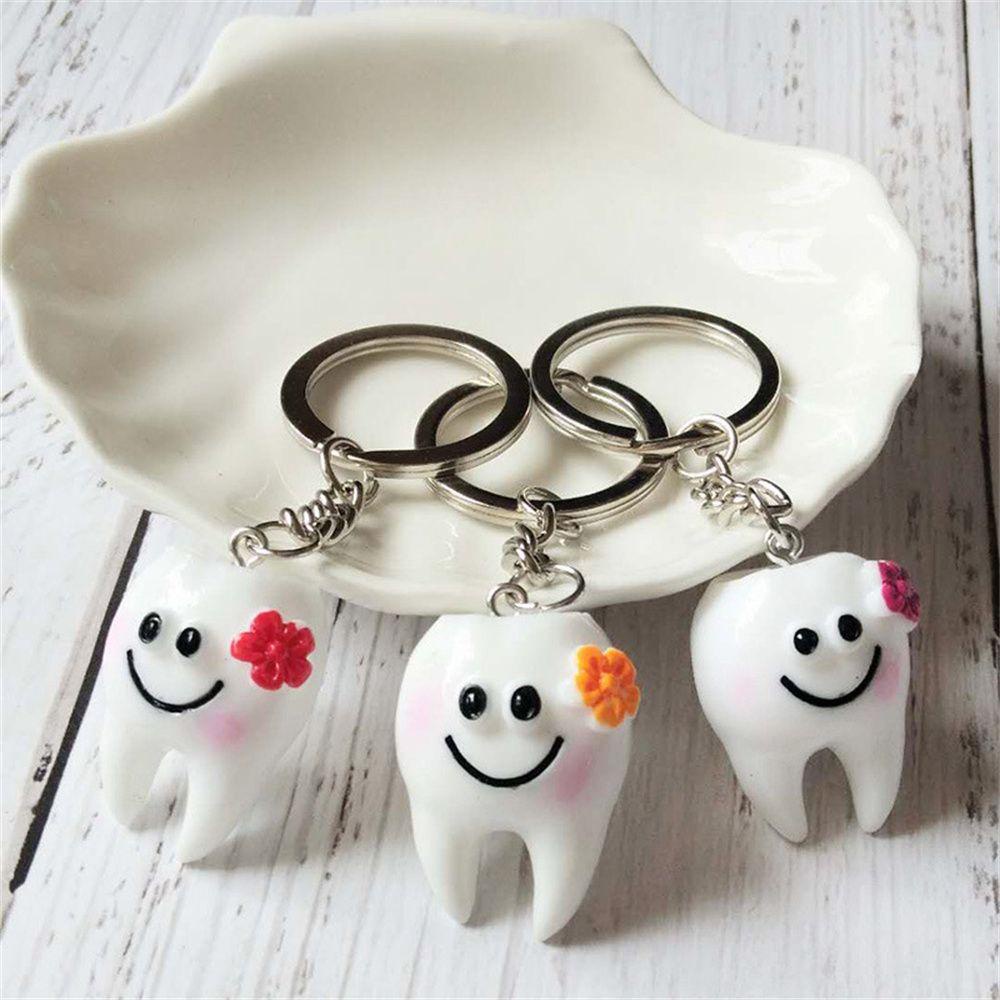 QUINTON Dental Key chain 5Pcs Aksesoris Gigi Dental Dekorasi Simulasi Resin Gigi Yang Indah Kunci Rings