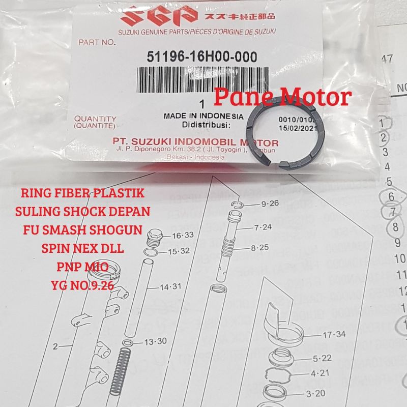 RING PLASTIK SULING SOK SHOCK DEPAN SMASH SATRIA FU 150 SHOGUN 110 125 ARASHI SPIN SKYWAVE SKYDRIVE