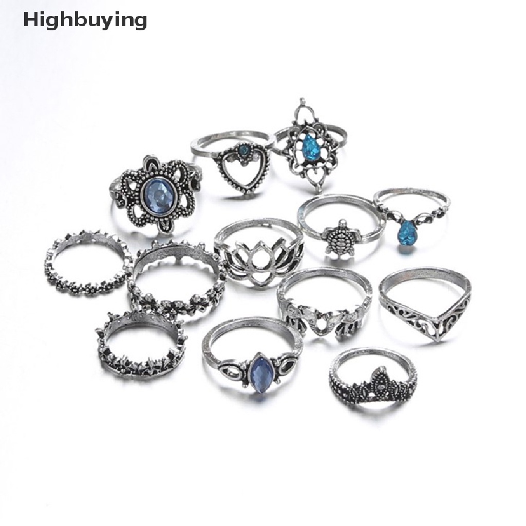 Hbid 13pcsset Cincin Wanita Aneka Desain Gaya Retrobohobohemian Untuk Pesta