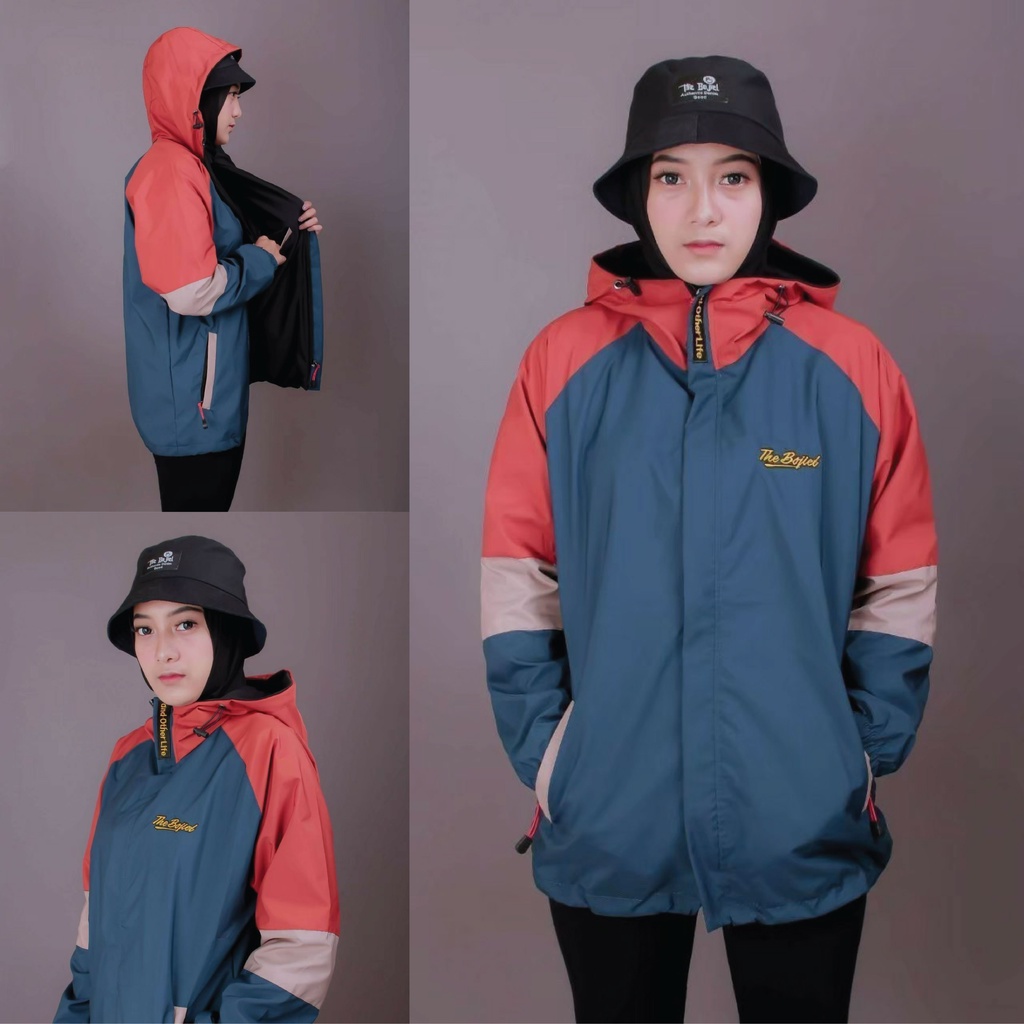 Jaket Parasut 3D Pria Wanita Waterproof Windbreaker Original Distro The Bojiel-Orange-Cream-Petro