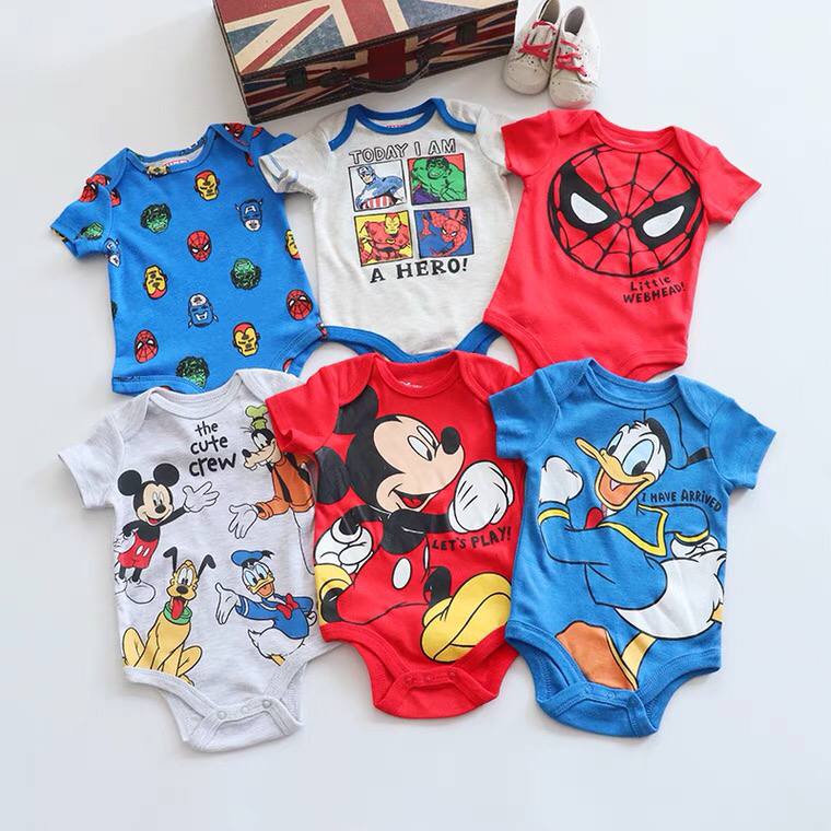 BAJU BAYI JUMPER NEWBORN SPIDERMAN MICKEY MOUSE DONALD DUCK BEBEK PIYAMA SUPERHERO LUCU IMPOR HULK