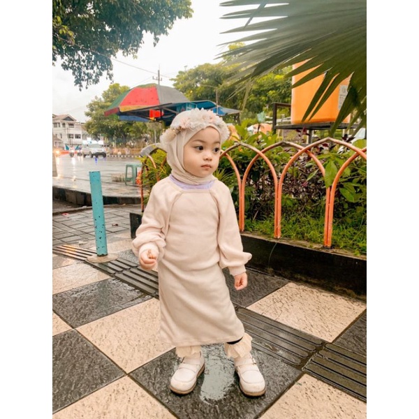 KAMILA Dress KATUN RIB DRESS VIRAL KEKINIAN Dress Anak Rib Knitt LENGAN BALON Lucu Kekinian 1-4