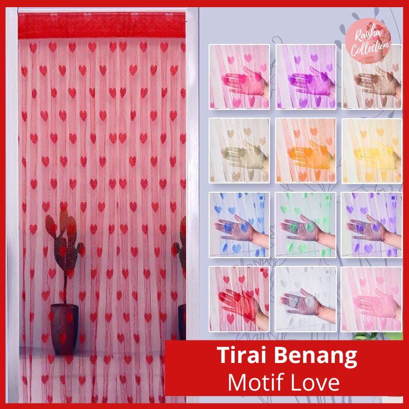 RC TIRAI BENANG MOTIF LOVE HIASAN PINTU DAN JENDELA RUMAH BANYAK WARNA HARGA TERJANGKAU